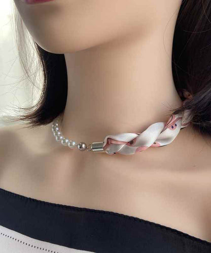 Écharpe à café moderne en acier inoxydable, imprimé patchwork de perles