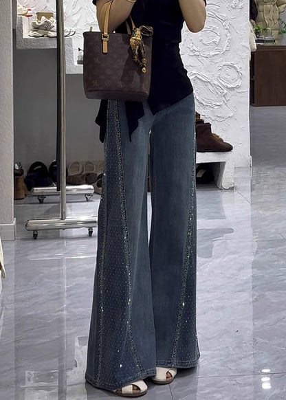 Trousers Blue Zircon Modern Waist Flared High Fall Denim