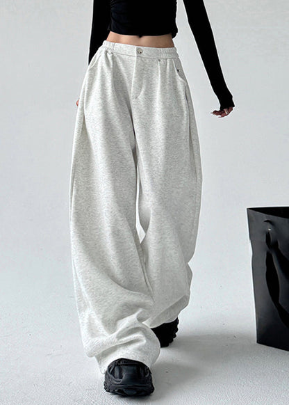 Modern Grey Patchwork High Waist Wide Leg Pants Spring TA065