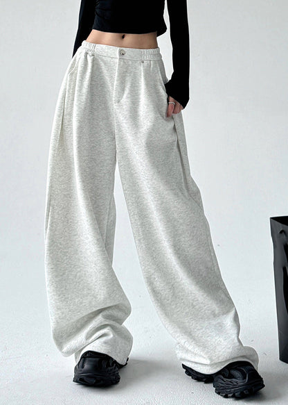 Modern Grey Patchwork High Waist Wide Leg Pants Spring TA065