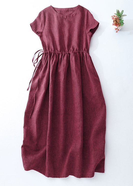 Langes, tailliertes Sommerkleid aus Leinen Modern Mulberry