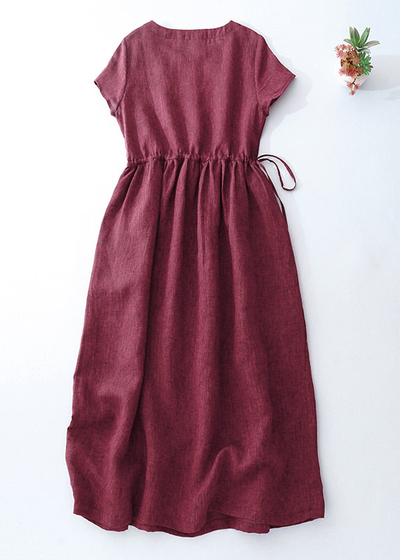 Langes, tailliertes Sommerkleid aus Leinen Modern Mulberry