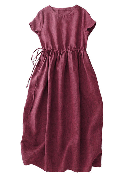 Langes, tailliertes Sommerkleid aus Leinen Modern Mulberry