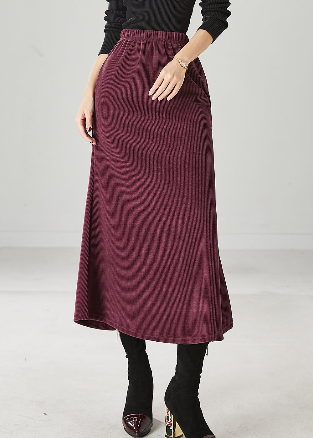 Modern Mulberry Silm Fit Corduroy Skirts Spring YU1047