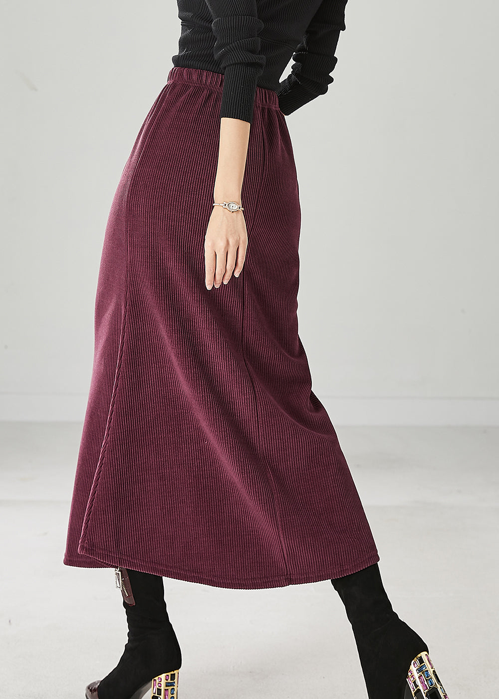 Modern Mulberry Silm Fit Corduroy Skirts Spring YU1047