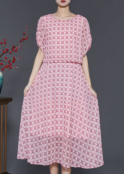 Robe d'été en deux pièces à imprimé rose moderne et coupe ajustée SD1024