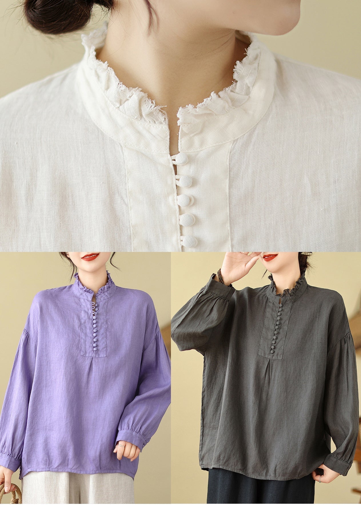 Modernes weißes Oversize-Baumwolltop Frühling TM015