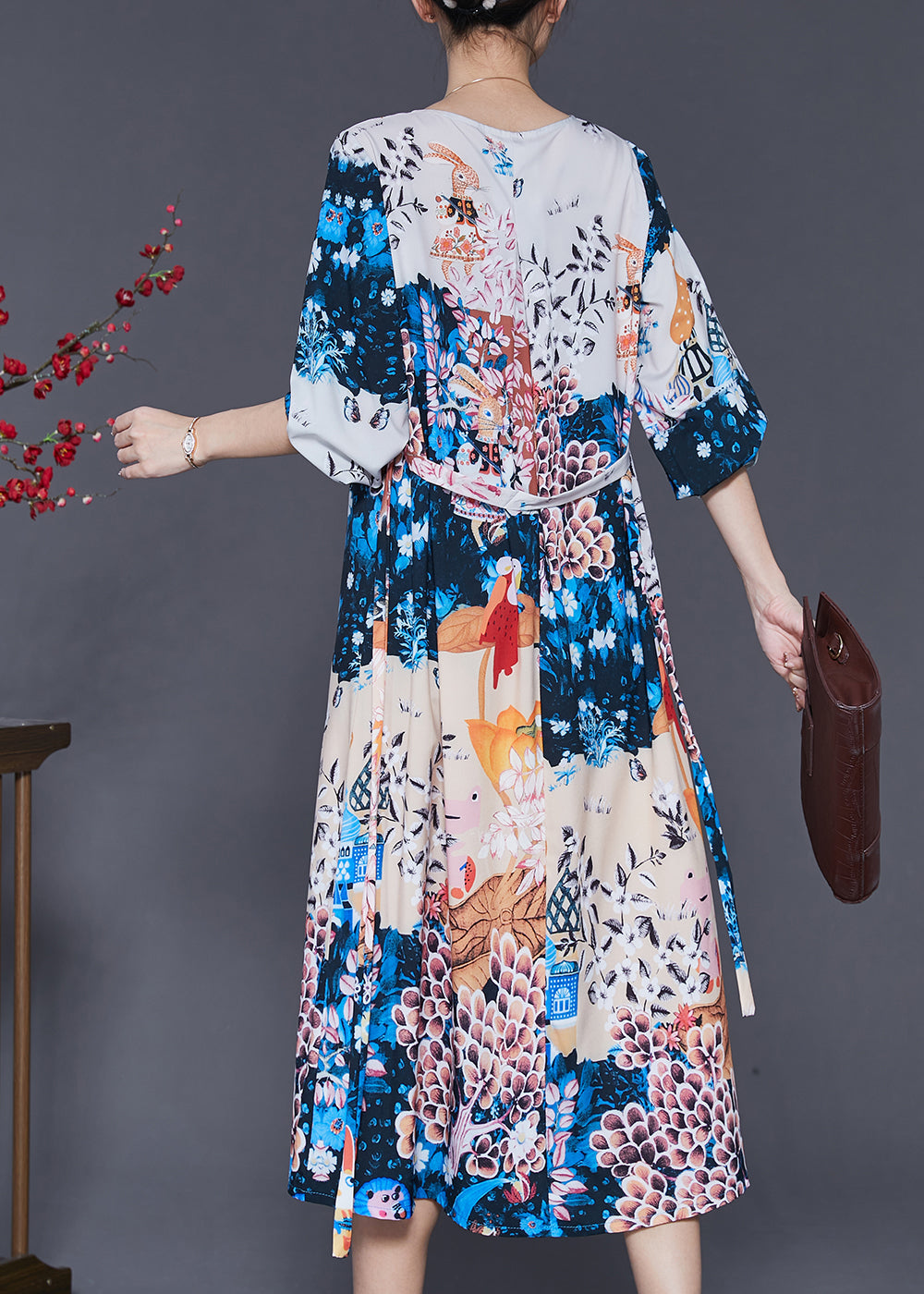 Modern White Oversized Print Silk Robe Dresses Summer SD1033