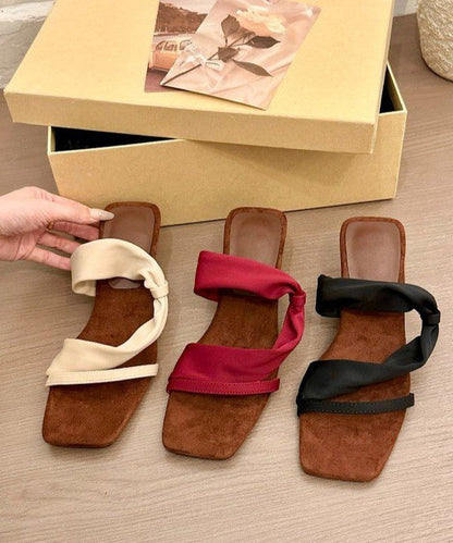 Slide Faux Leather Sandals Boutique Wedge Mulberry Splicing