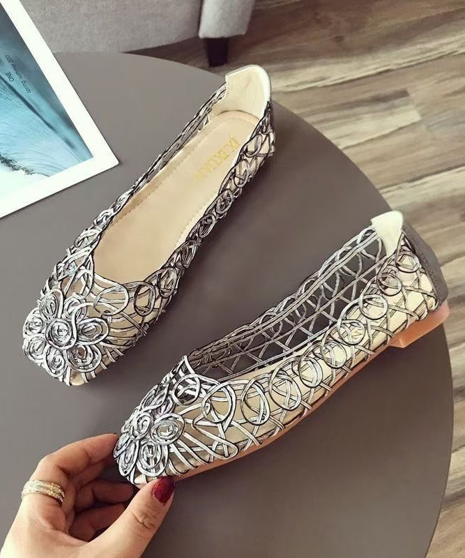 Walking Mulberry Out Sandals Leather Hollow Faux Art Splicing