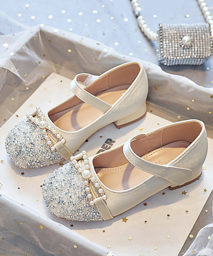 Perle Nagel Flache Rosa Schnalle Baby Zirkon Faux Schuhe Mädchen Leder