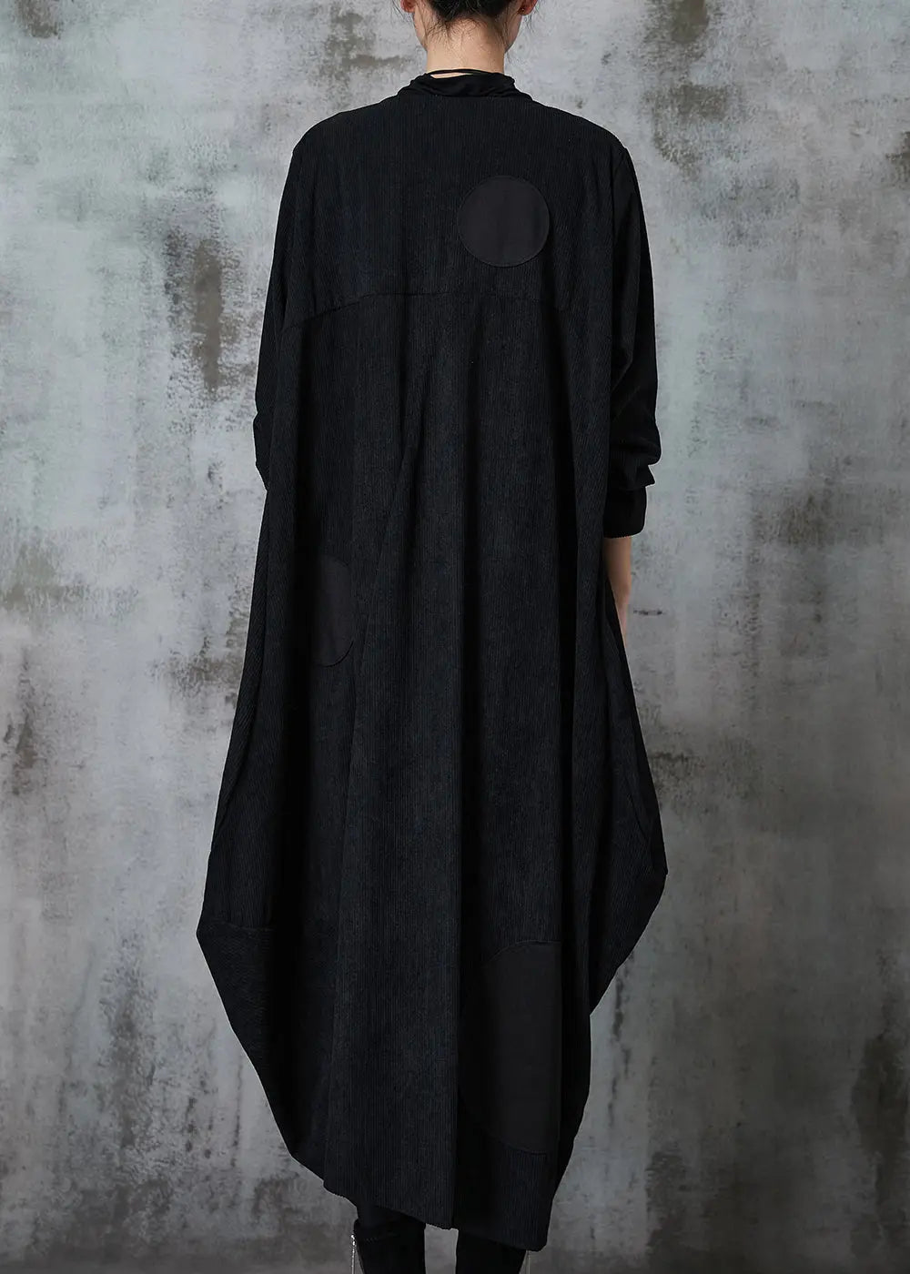 Natural Black Asymmetrical Zippered Cotton Coats Spring Ada Fashion