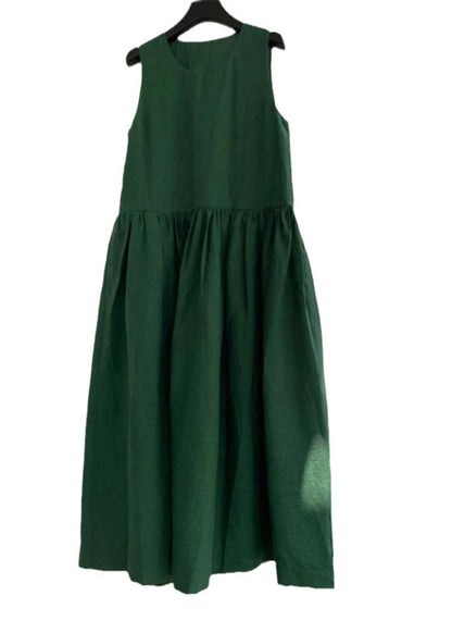 Robe longue unie patchwork vert naturel été QB023