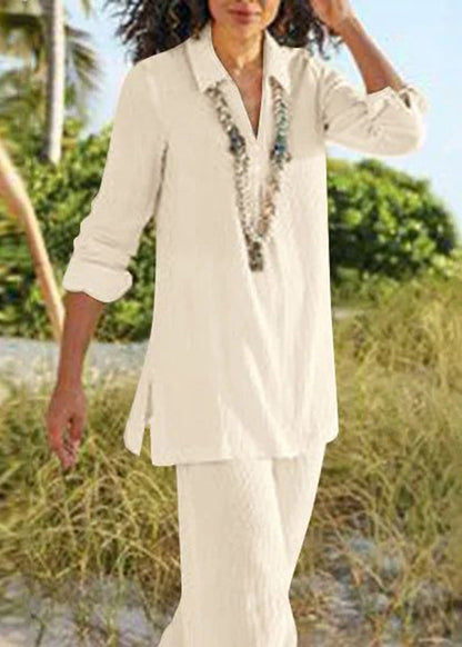 Collar And Natural Khaki Two Leg Pan Pants Shirt Wide Peter