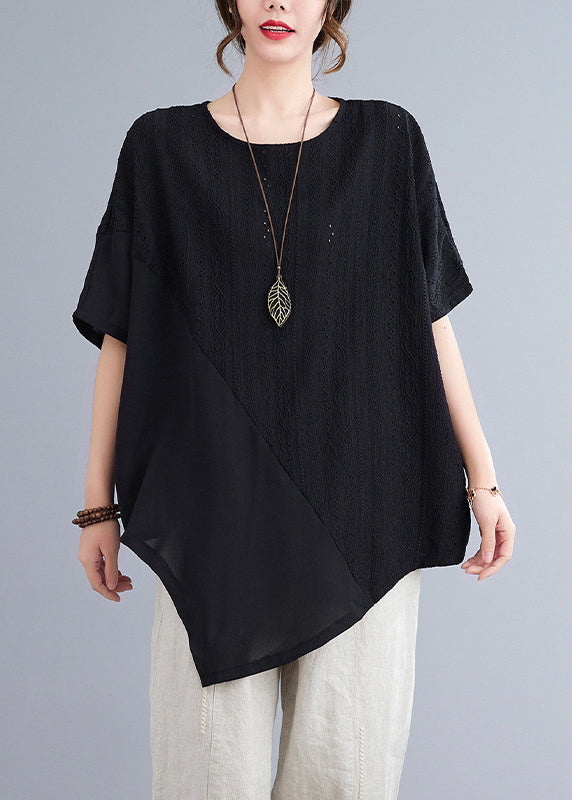 Asymmetrical Top Summer White Patchwork Natural Lace