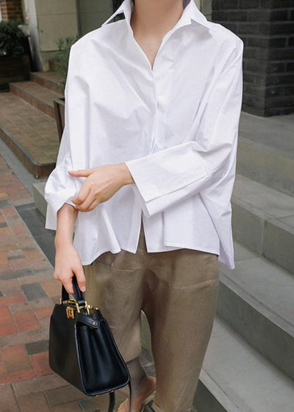 Chemises Peter Pan blanches à col uni et à motif naturel printanier