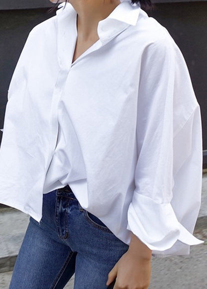 Natural Collar White Shirts Solid Spring Peter Pan