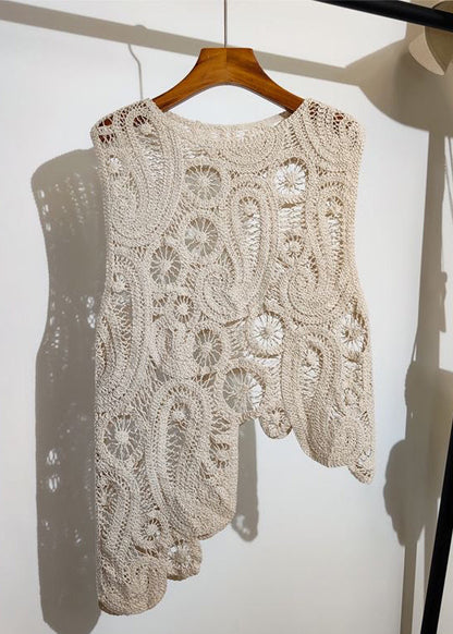 Strickweste Aushöhlen Ärmellos Apricot Neu Asymmetrisch