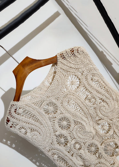 Strickweste Aushöhlen Ärmellos Apricot Neu Asymmetrisch