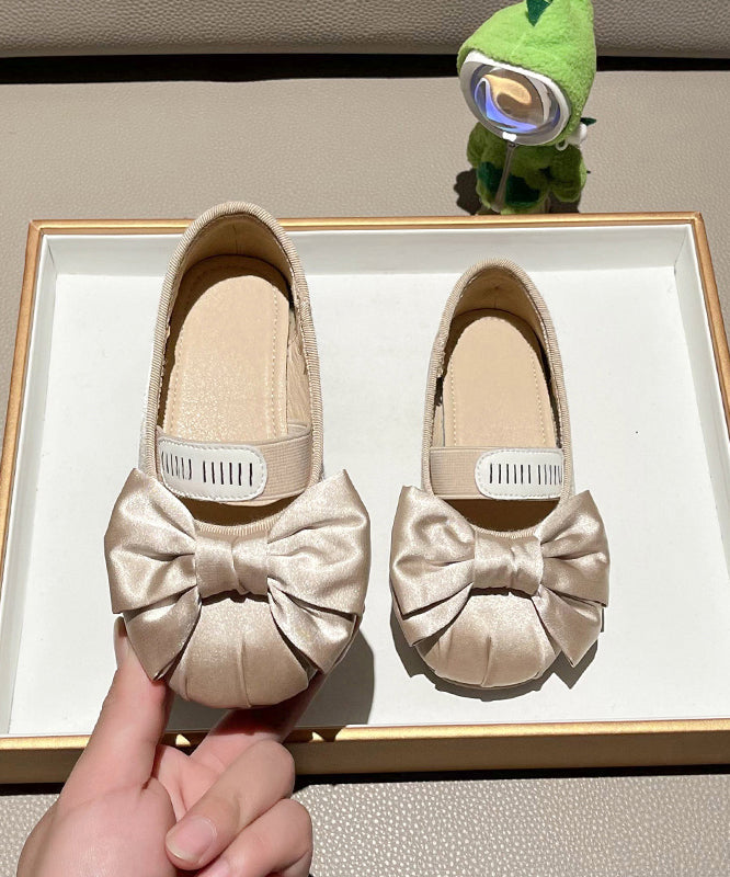 Chaussures plates pour filles avec nœud épissé, nouvelle collection abricot