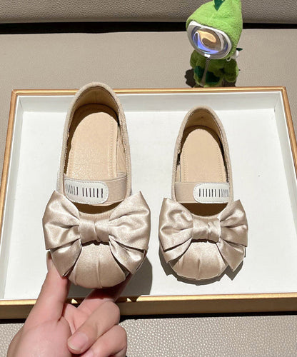 Chaussures plates pour filles avec nœud épissé, nouvelle collection abricot