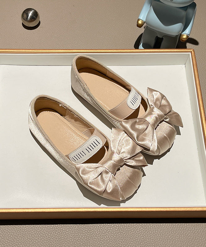 Chaussures plates pour filles avec nœud épissé, nouvelle collection abricot