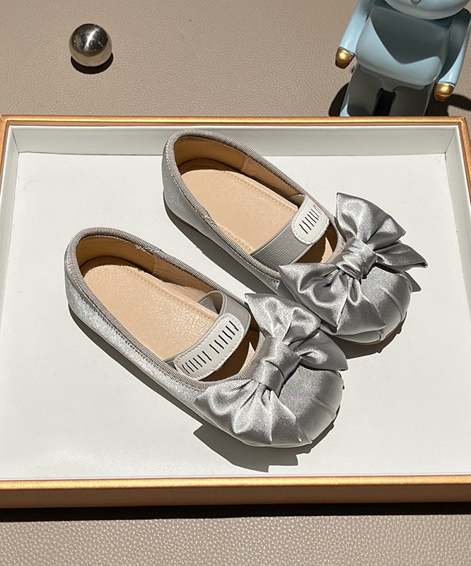 Chaussures plates pour filles avec nœud épissé, nouvelle collection abricot