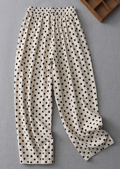 Nouveau pantalon court en coton à taille élastique avec poches à pois abricot pour l'été GG059