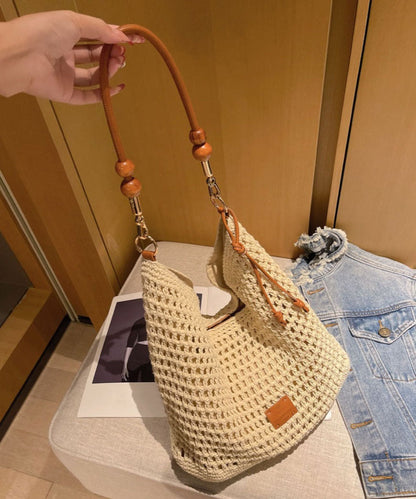 Stroh Apricot Tasche Schulter Gewebt Große Neue Kapazität