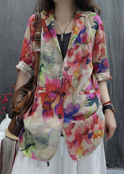 Offene Mäntel Rücken Baumwolle Taschen Armband Aprikose Neu Ärmeldruck