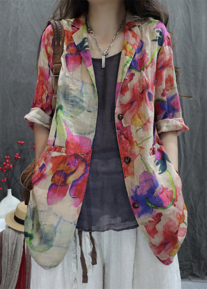 Offene Mäntel Rücken Baumwolle Taschen Armband Aprikose Neu Ärmeldruck