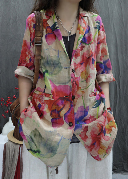 Offene Mäntel Rücken Baumwolle Taschen Armband Aprikose Neu Ärmeldruck