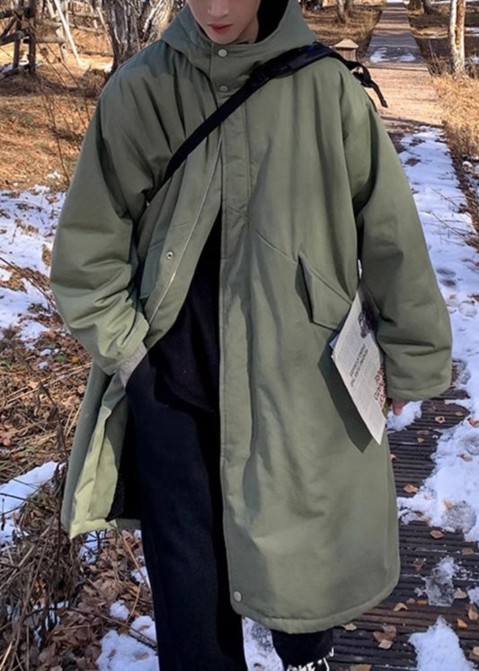 Parka d'hiver chaude en polaire pour homme, nouvelle collection vert armée, avec poches à capuche, RJ001