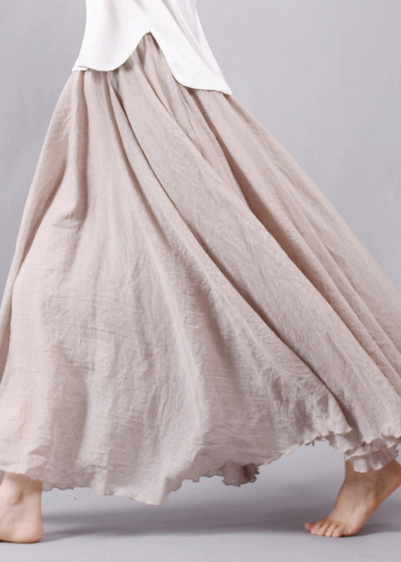 New Beige Solid High Waist Cotton Skirt Summer FF039