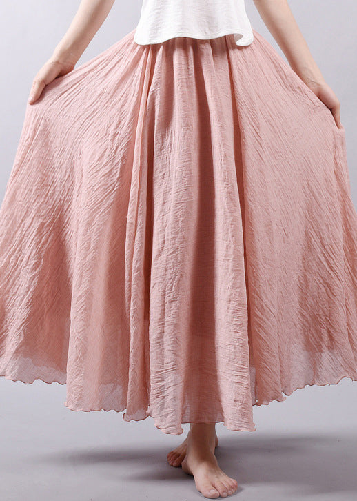 New Beige Solid High Waist Cotton Skirt Summer FF039