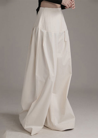 New Beige Zippered High Waist Cotton Wide Leg Pants Summer Ada Fashion