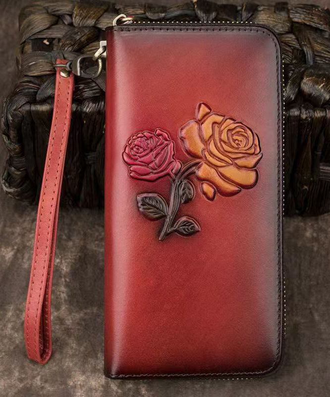 Portefeuille en cuir de veau noir gaufré durable