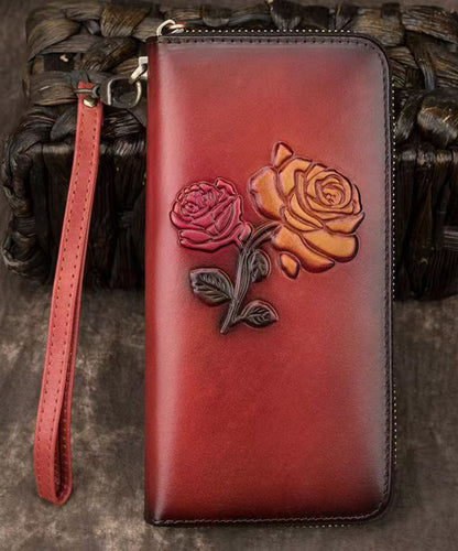 Portefeuille en cuir de veau noir gaufré durable