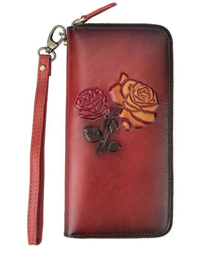 Portefeuille en cuir de veau noir gaufré durable