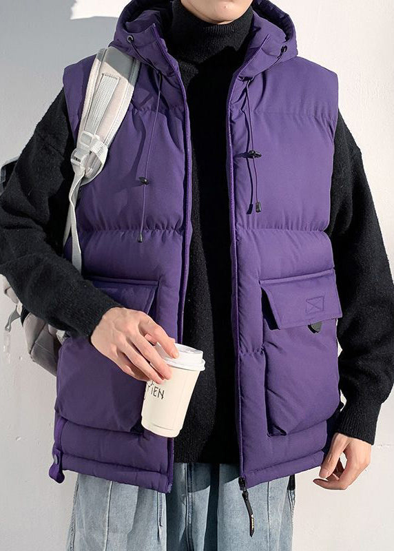 Neue schwarze Herrenweste mit Kapuze und Taschen, Baumwolle, ärmellos, RN013