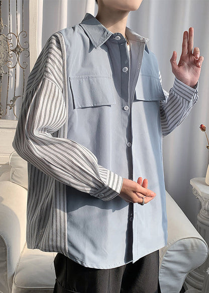 Patchwork Neue Hemden Pan Peter Baumwolle Schwarz Kragen Gestreiften