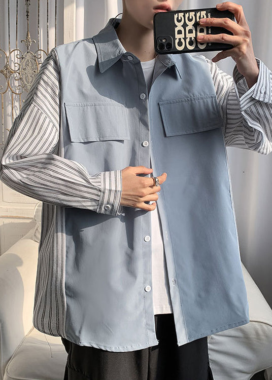 Patchwork Neue Hemden Pan Peter Baumwolle Schwarz Kragen Gestreiften