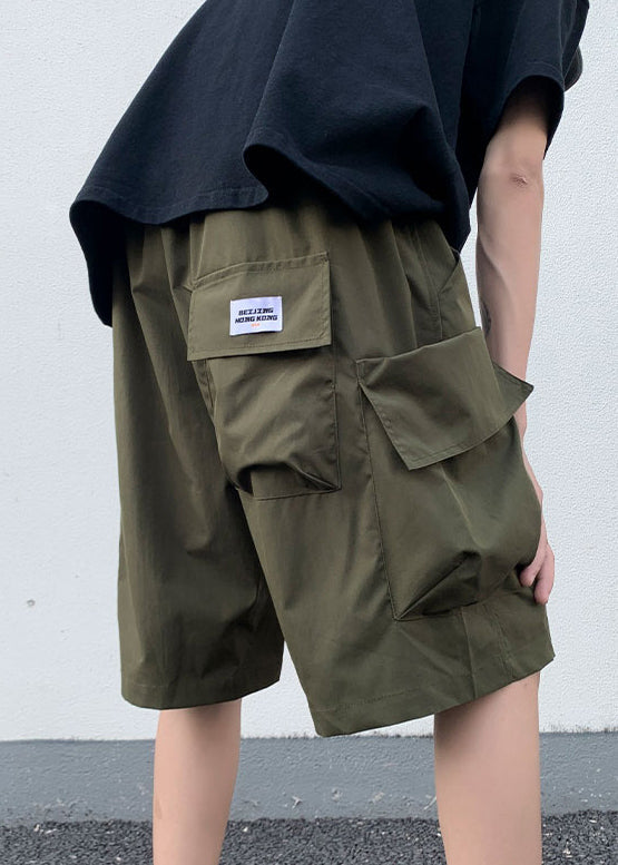 New Black Elastic Summer Pockets Shorts Mens Waist Cotton