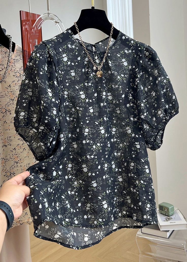 Print Cotton Black New Shirt Summer Button