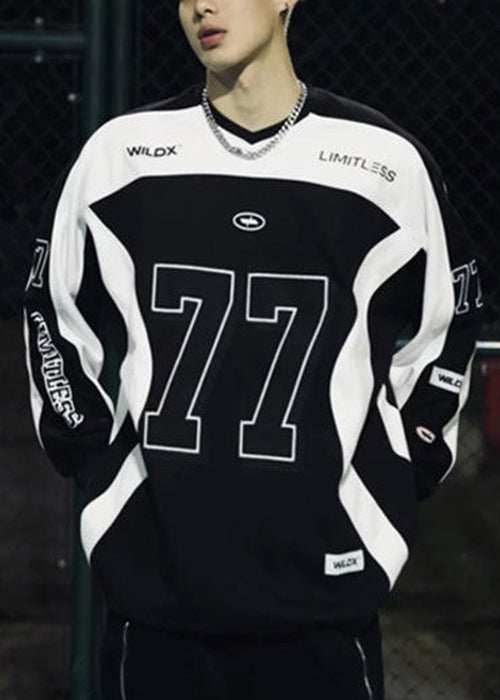 Chemise homme en coton patchwork noir à col montant, imprimé printemps