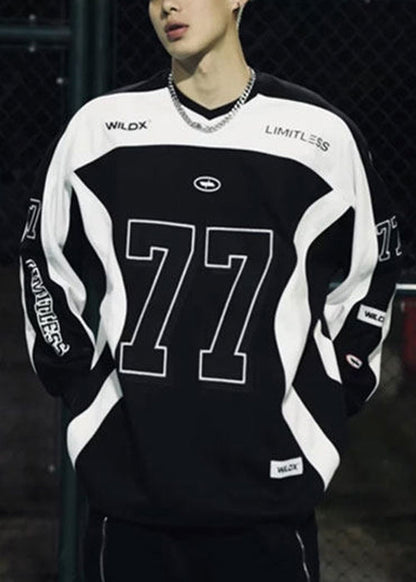 Chemise homme en coton patchwork noir à col montant, imprimé printemps