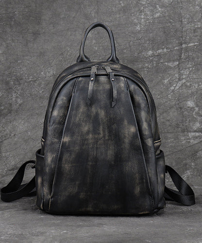 New Versatile Black Backpack Capacity Calf Bag Leather Large