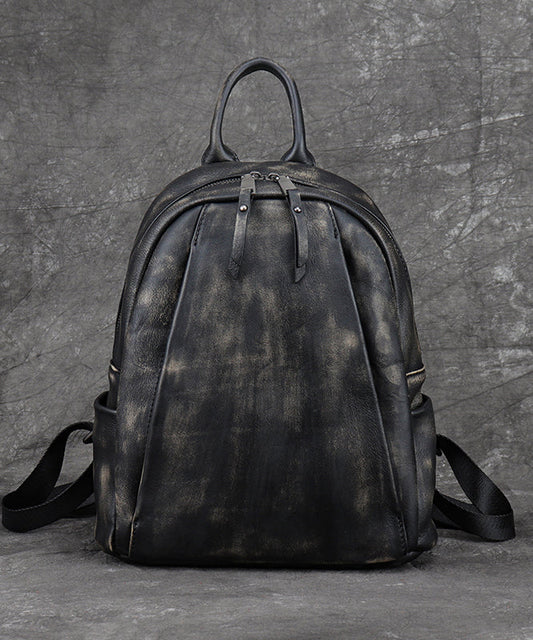 New Versatile Black Backpack Capacity Calf Bag Leather Large