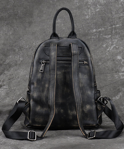 New Versatile Black Backpack Capacity Calf Bag Leather Large