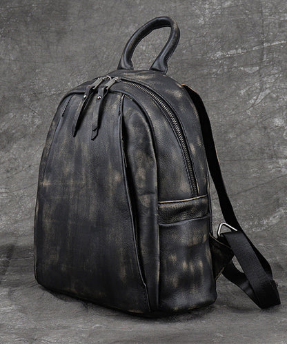 New Versatile Black Backpack Capacity Calf Bag Leather Large